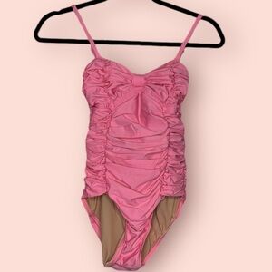 VINTAGE LISA CURRAN RUTCHED SWEETHEART  PINK SWIMSUIT